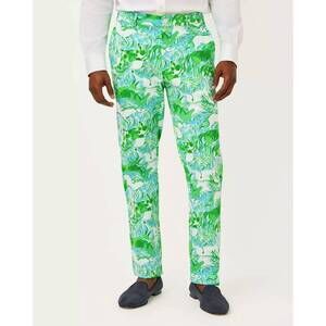 NEW LILLY PULITZER men's stuff mizner stretch pant in capri blue galloping gals